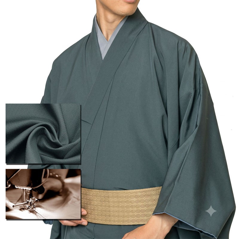 男着物　オーダー 正絹 お召 グレー