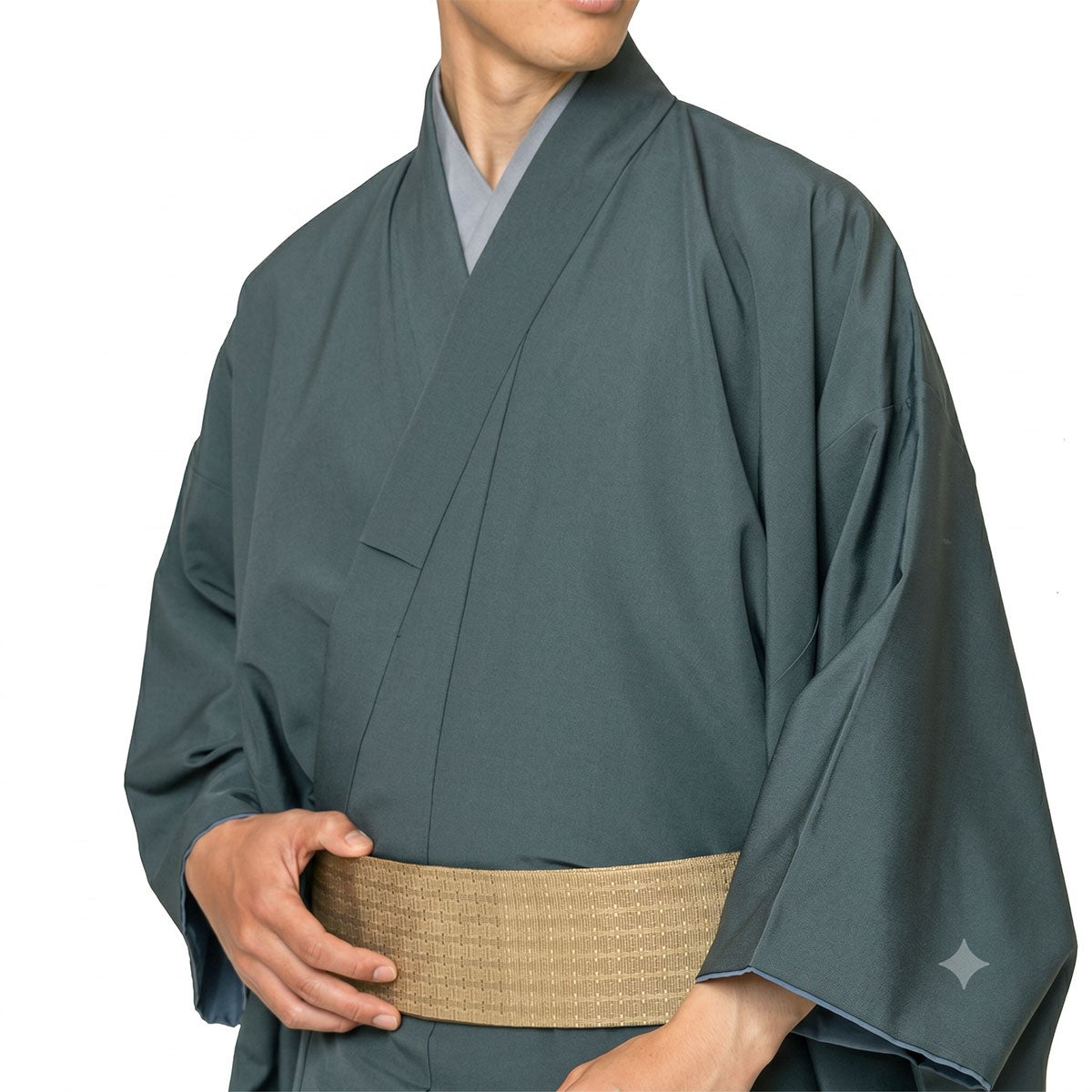 男着物　オーダー 正絹 お召 グレー