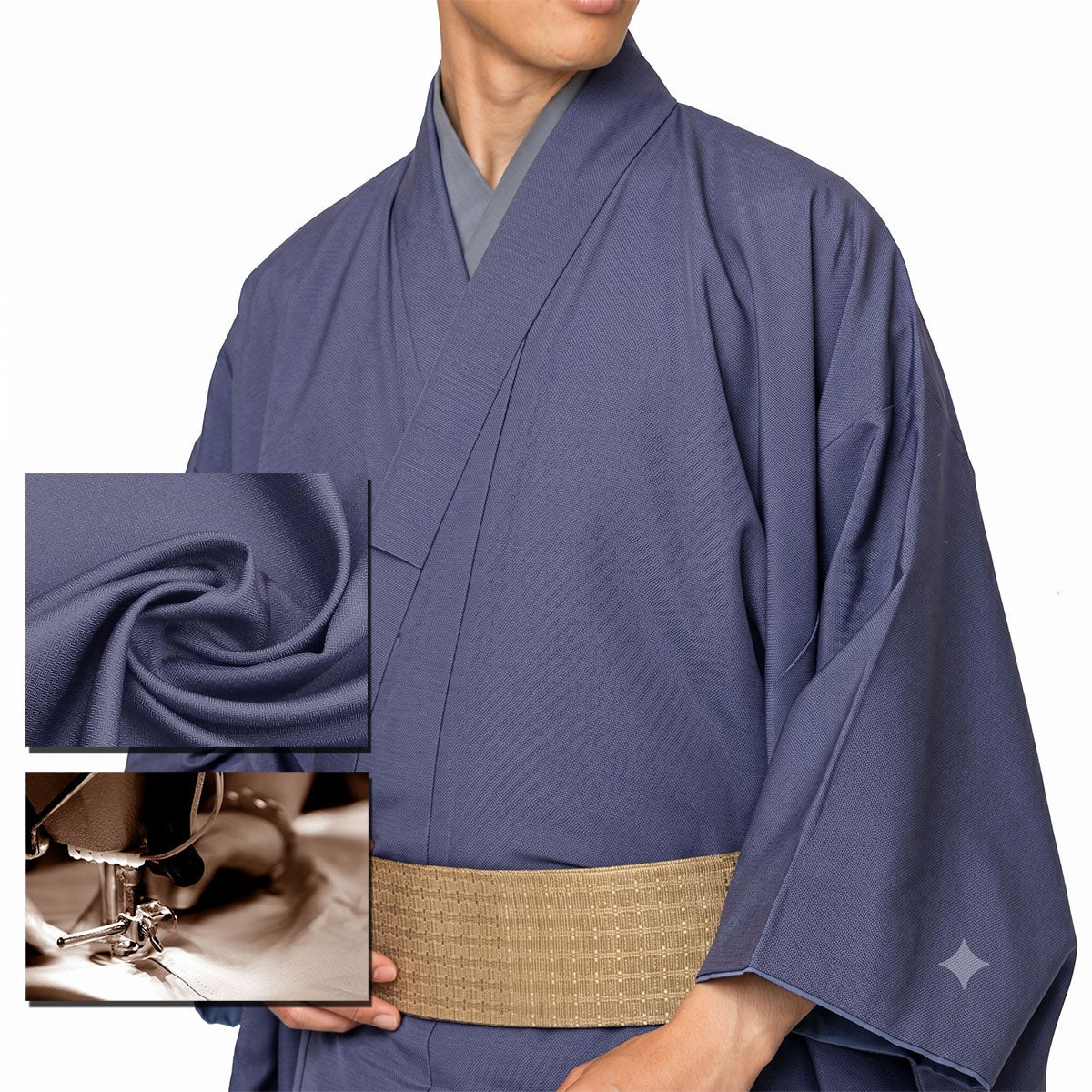 男着物　オーダー 正絹 お召 紫