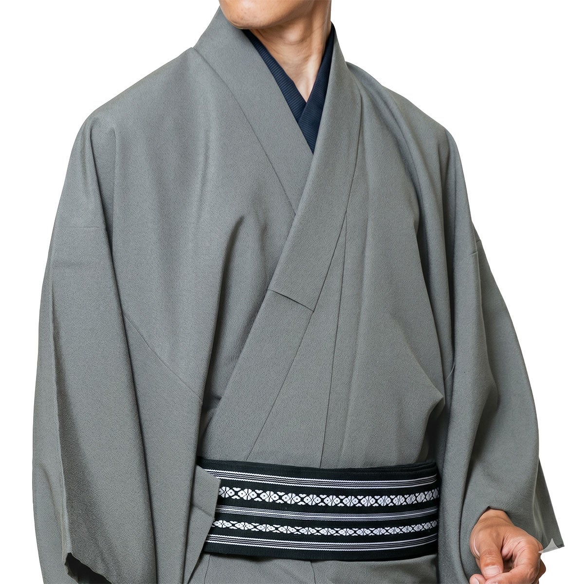 男着物　オーダー 正絹 お召 グレー