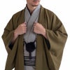 男着物　オーダー 正絹 お召 焦げ茶