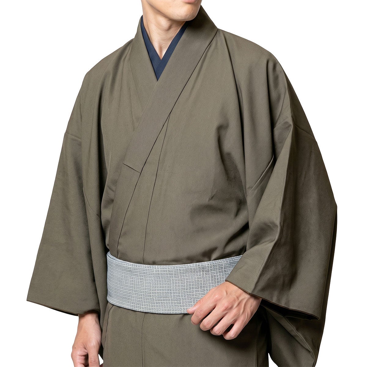 角帯 本麻 縞 水色