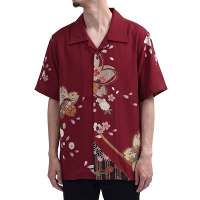 和柄のアロハシャツ 正絹
