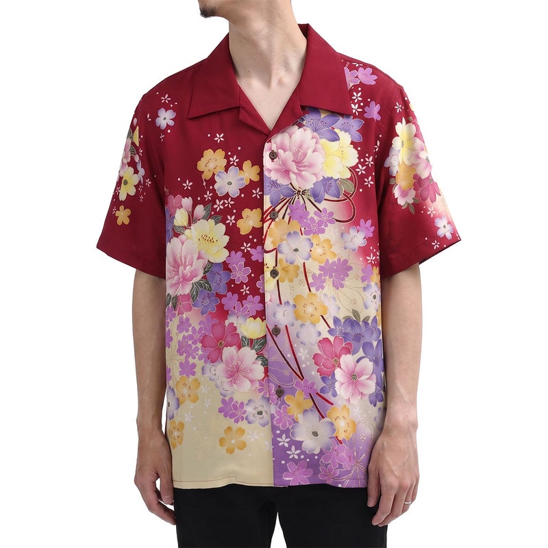和柄のアロハシャツ 正絹