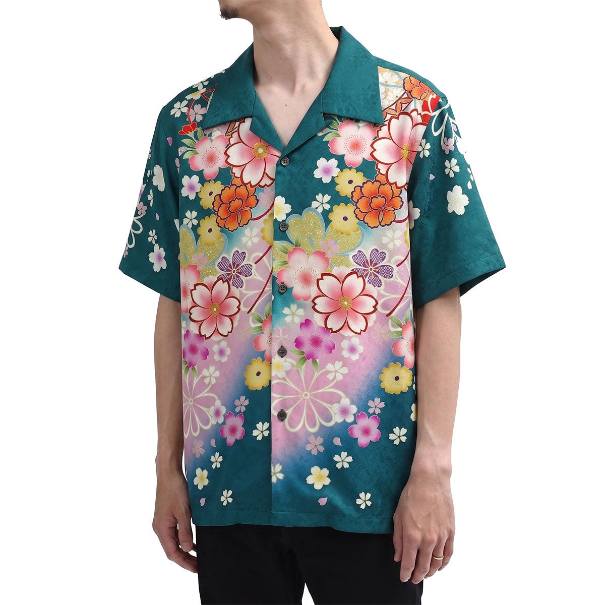 和柄のアロハシャツ 正絹