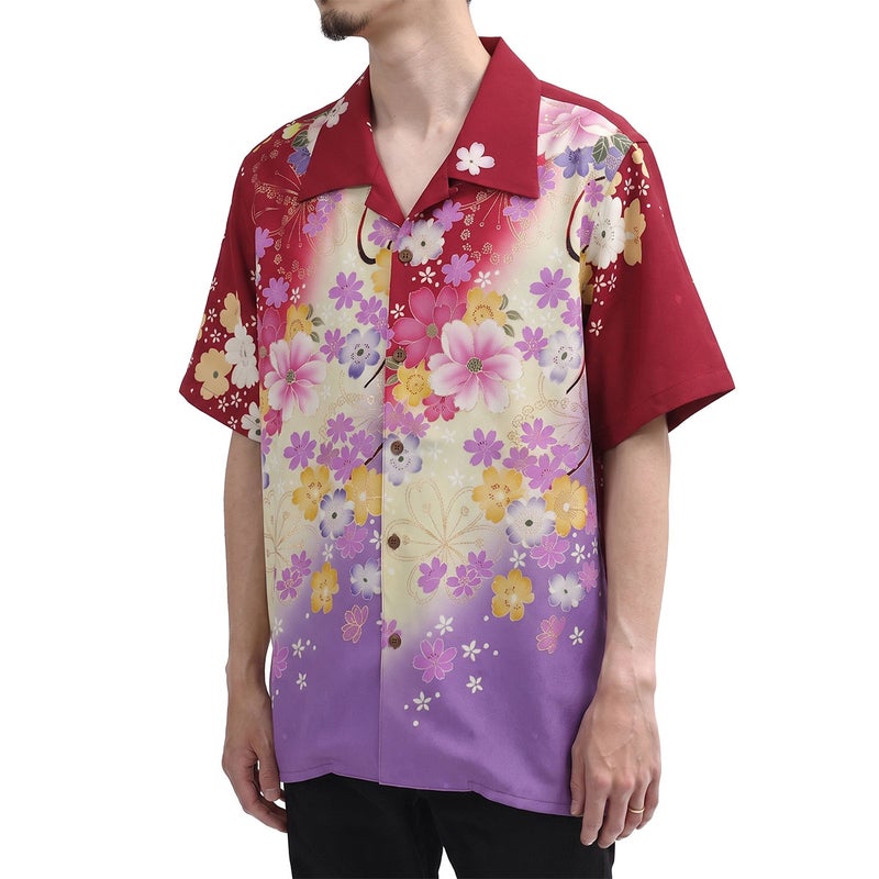 和柄のアロハシャツ 正絹