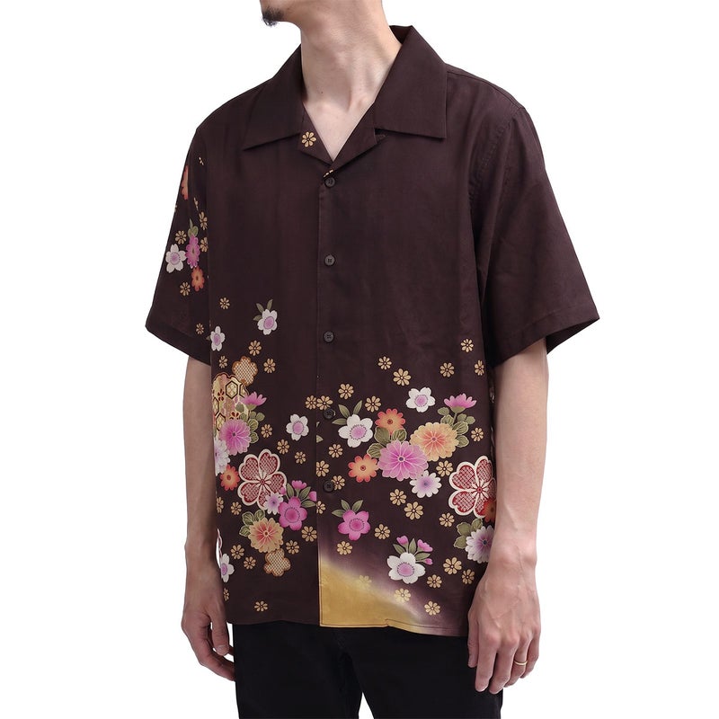 和柄のアロハシャツ 正絹