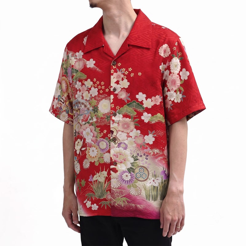 和柄のアロハシャツ 正絹