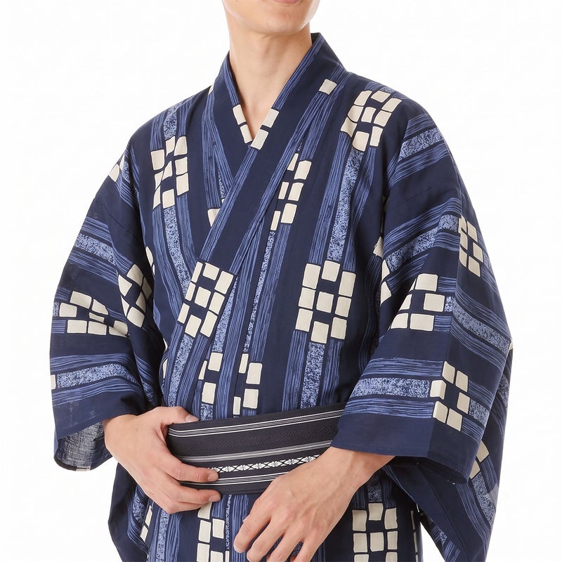 メンズ浴衣 綿 紺