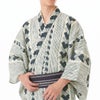 メンズ浴衣 綿 幾何学文様 生成り