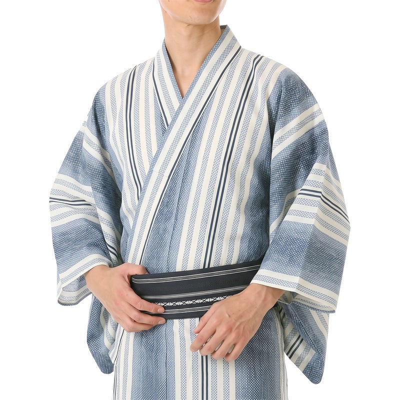 メンズ浴衣 綿 鹿の子 水色