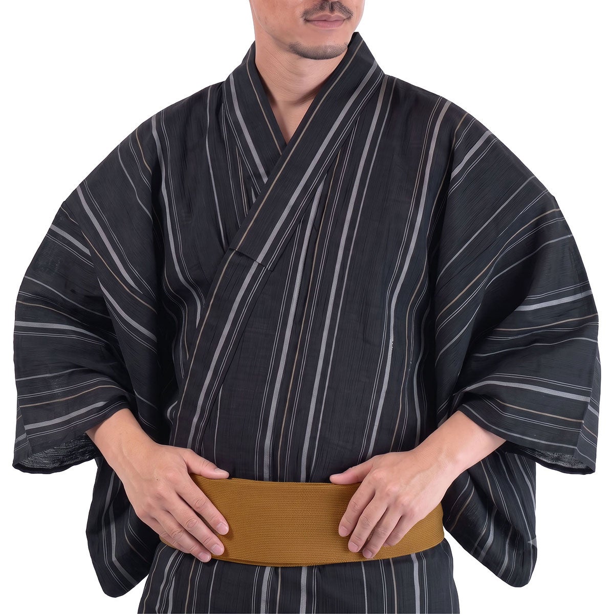 メンズ浴衣セット 浴衣男性 近江ちぢみ 黒