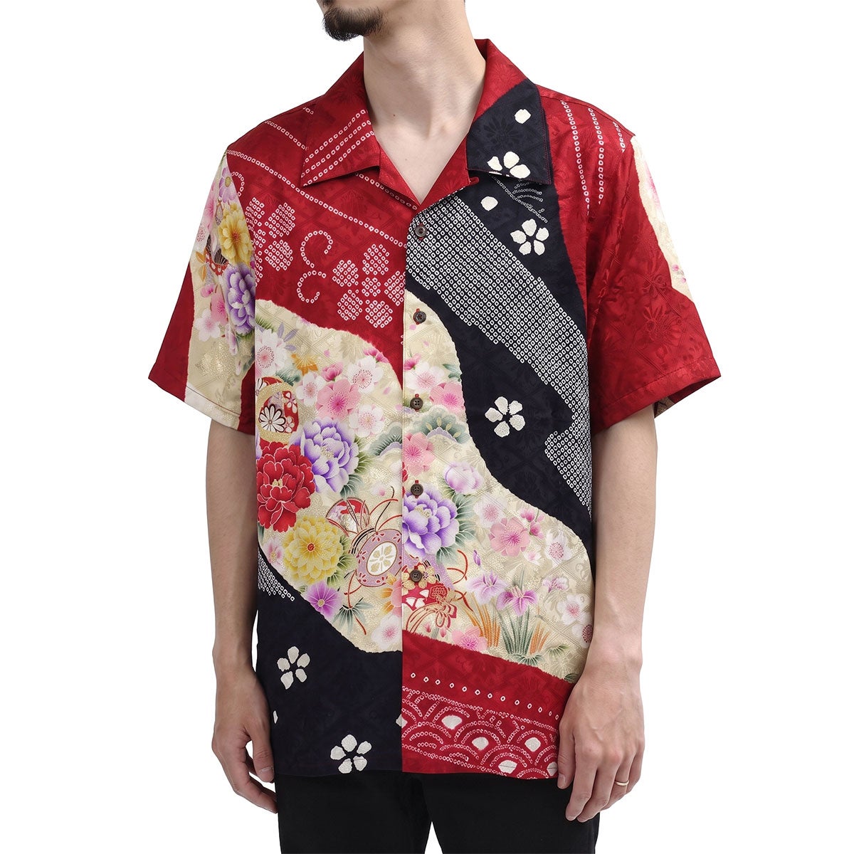 和柄アロハシャツ 正絹