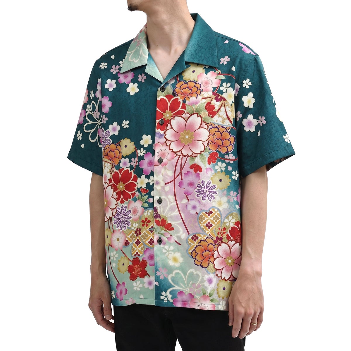 和柄アロハシャツ 正絹