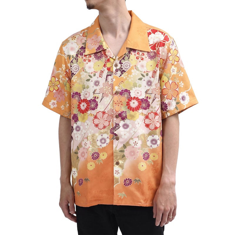 和柄アロハシャツ  正絹