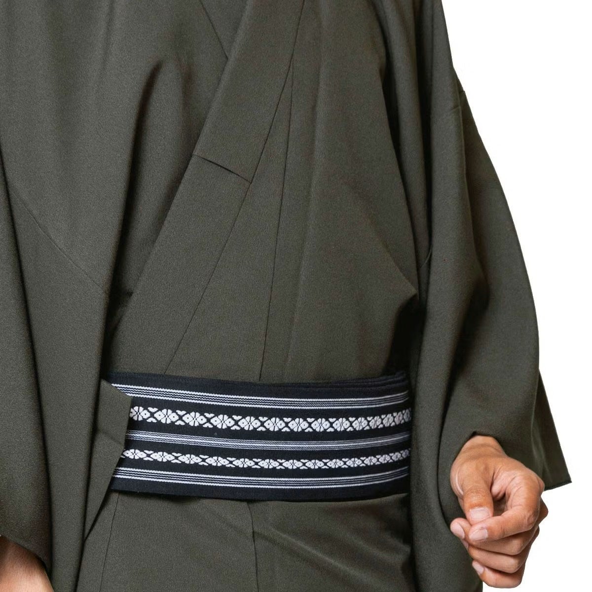 大きいサイズ すぐに着られる男着物 洗える ちりめん 単衣 4L 5L 濃グレー