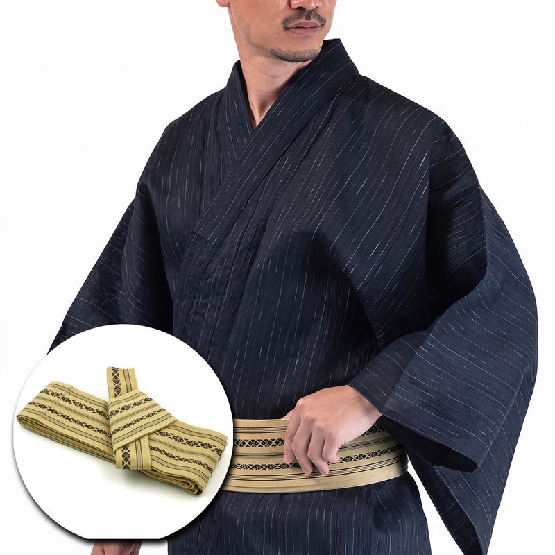 メンズ浴衣セット｜近江ちぢみ本麻（濃紺）着付け簡単セット