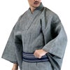 メンズ浴衣セット｜大きいサイズの近江ちぢみ本麻（グレー）着付け簡単セット