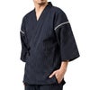 大きいサイズの甚平 男物 しじら織 黒縞