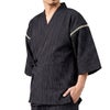 大きいサイズの甚平 男物 しじら織 グレー縞