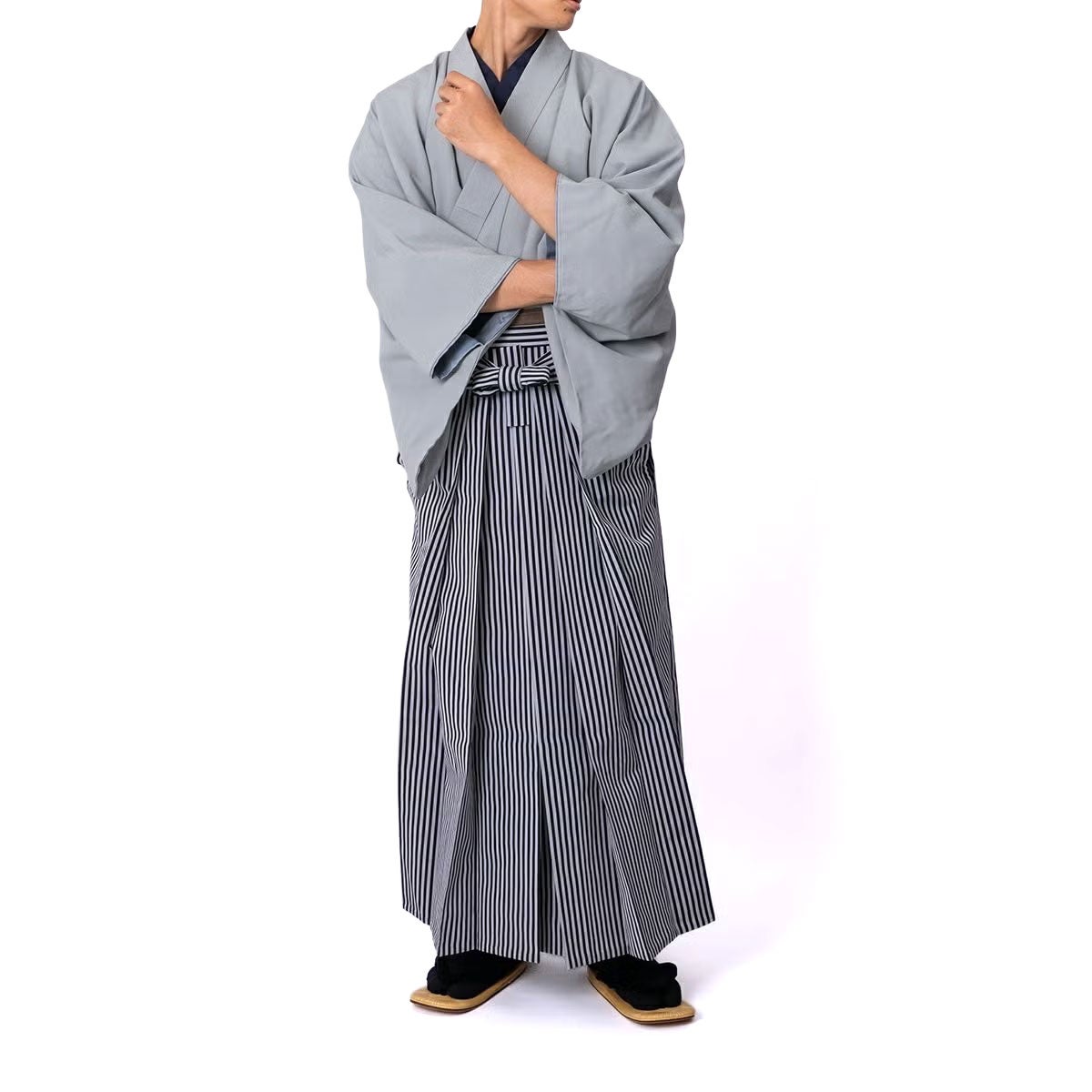 仕立てオーダー袴 縞 白黒