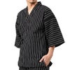 甚平 男物 しじら織 黒縞