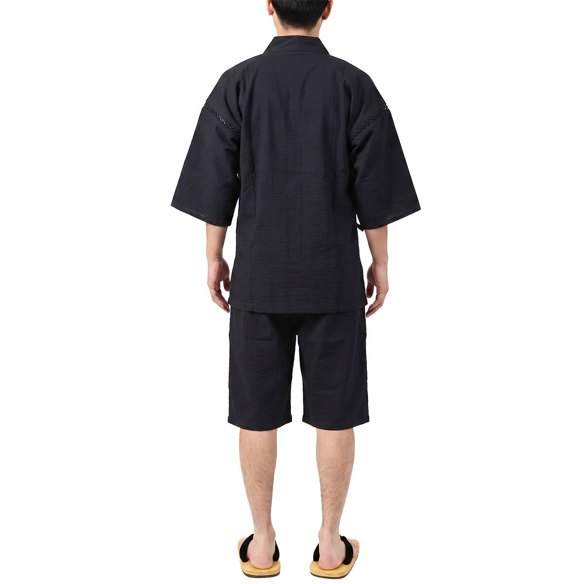 甚平 男物 しじら織 黒