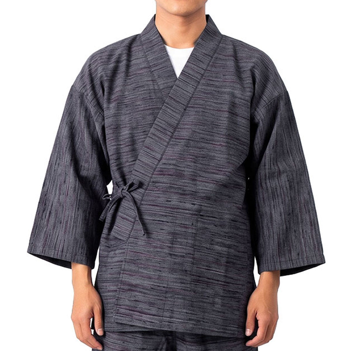 作務衣 久留米 男物 グレー横段