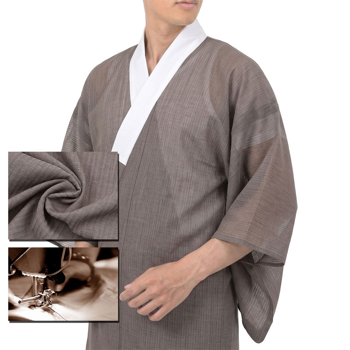 国内仕立て オーダー長襦袢 東レ 爽竹 夏用 竪絽  茶