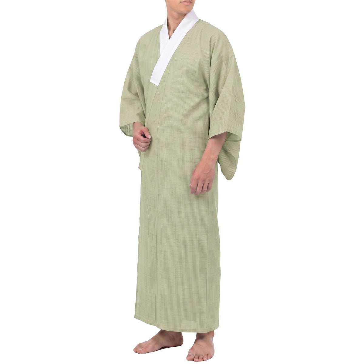 国内仕立て オーダー長襦袢 東レ 爽竹 夏用 竪絽  カーキ