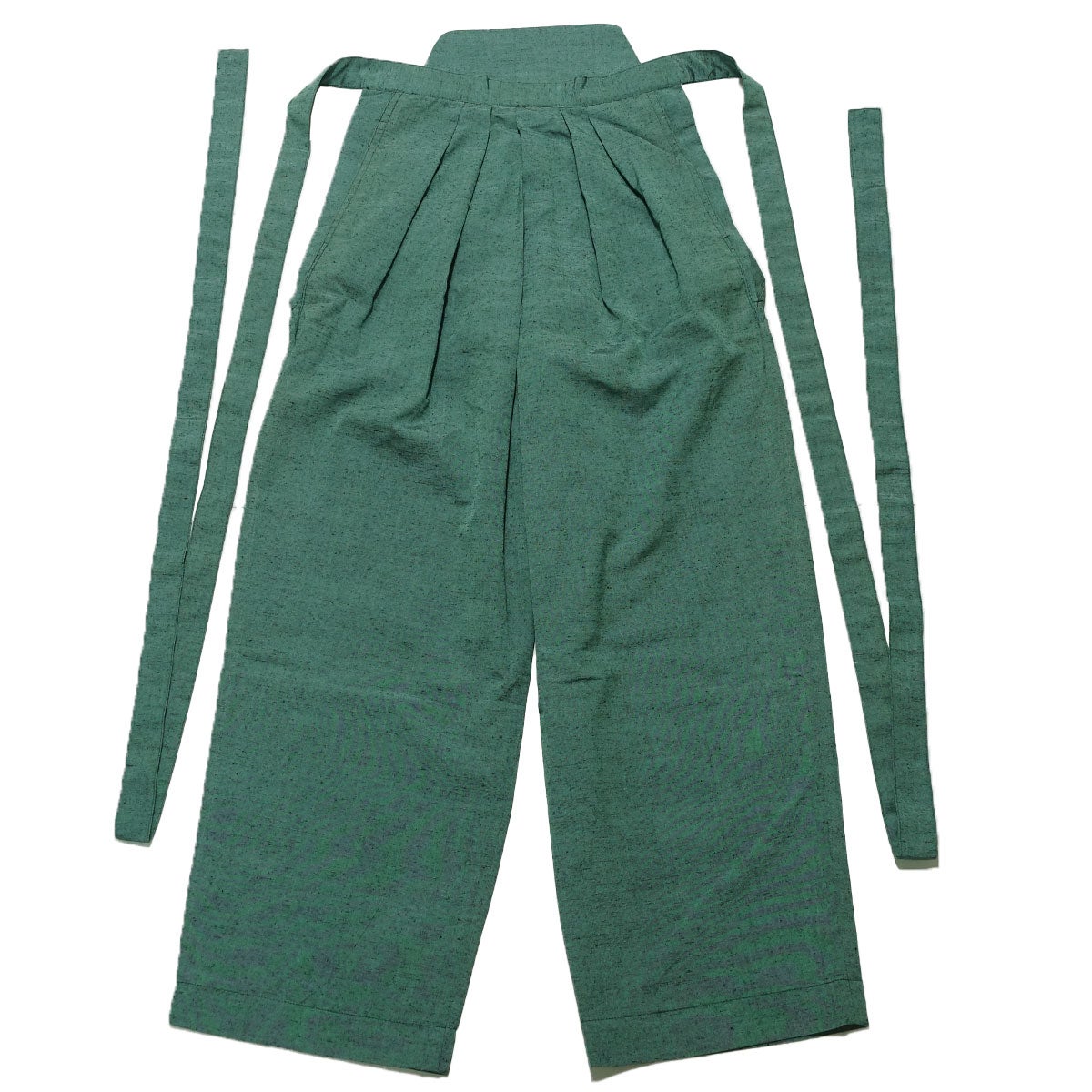 袴パンツ 袴ズボン 軽衫 正絹 ファスナー付き 紬 緑