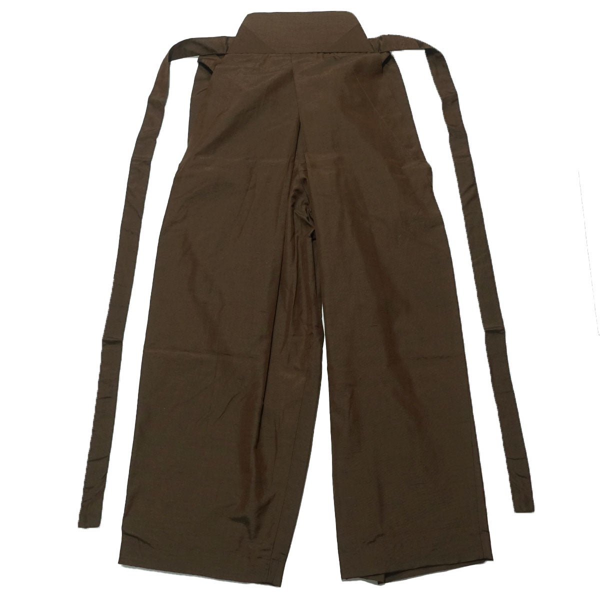 袴パンツ 袴ズボン 軽衫 正絹 ファスナー付き 紬 茶