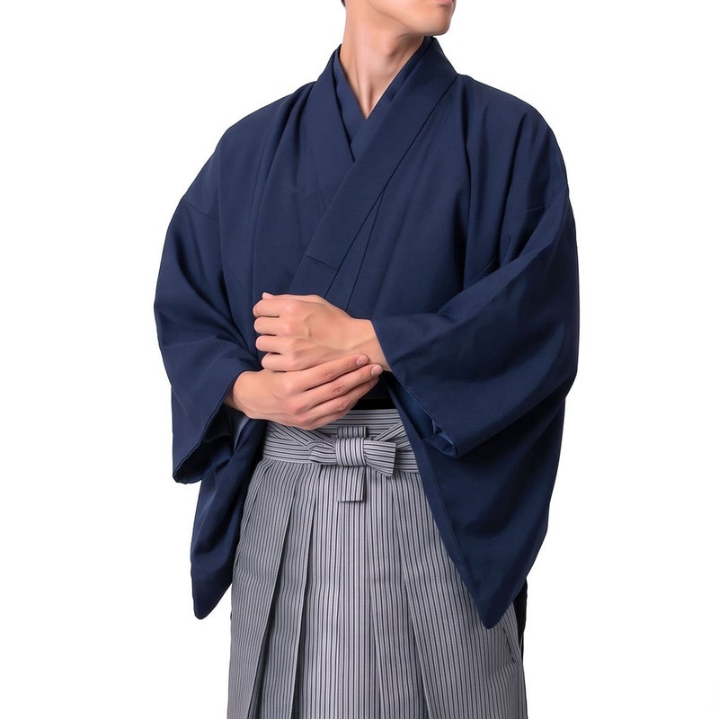 袴付き 茶道 着物 セット 洗える着物 ちりめん 濃紺