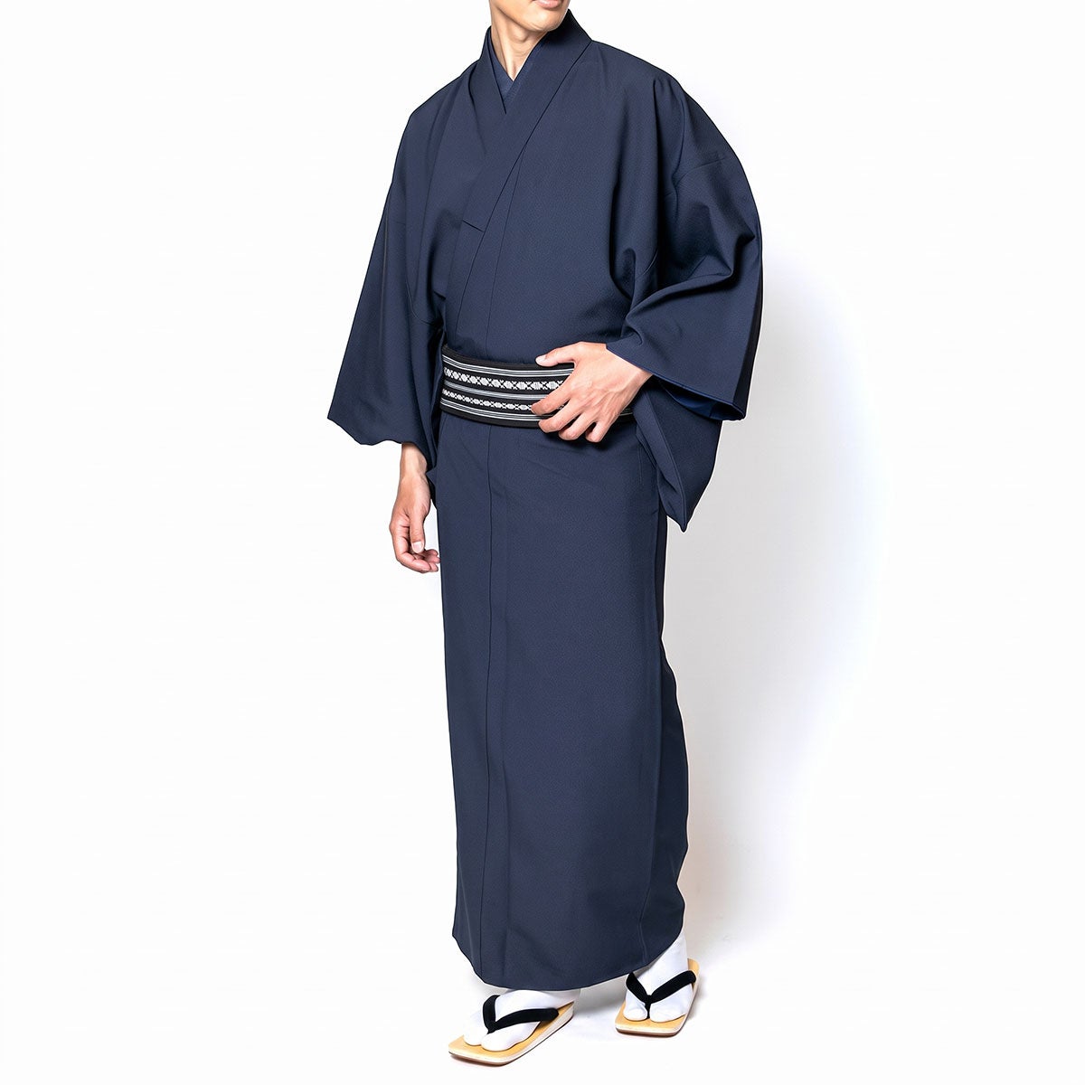 袴付き 茶道 着物 セット 洗える着物 ちりめん 濃紺