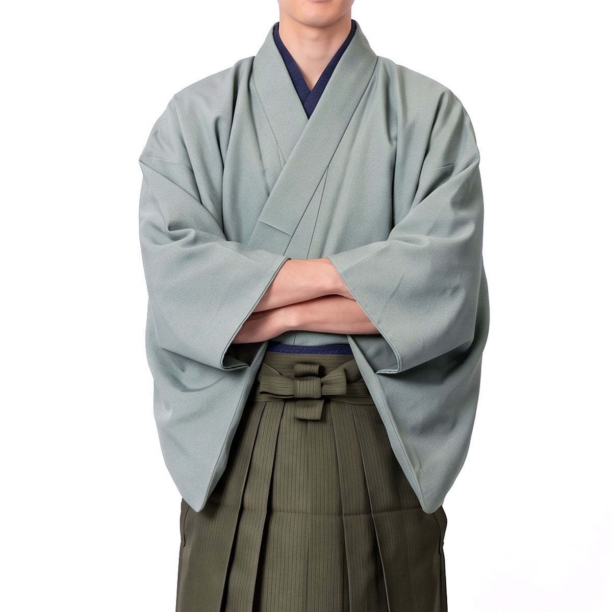 袴付き 茶道 着物 セット 洗える着物 ちりめん グレー