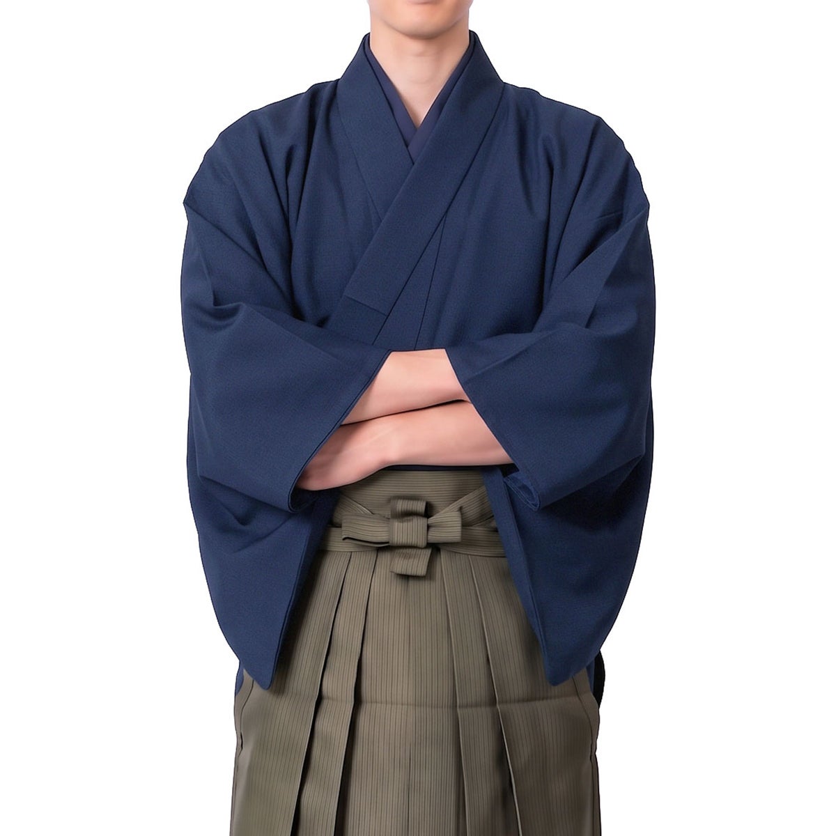 袴付き 茶道 着物 セット 洗える着物 ちりめん 濃紺
