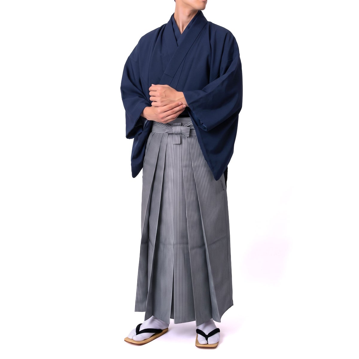 袴付き 茶道 着物 セット 洗える着物 ちりめん 濃紺
