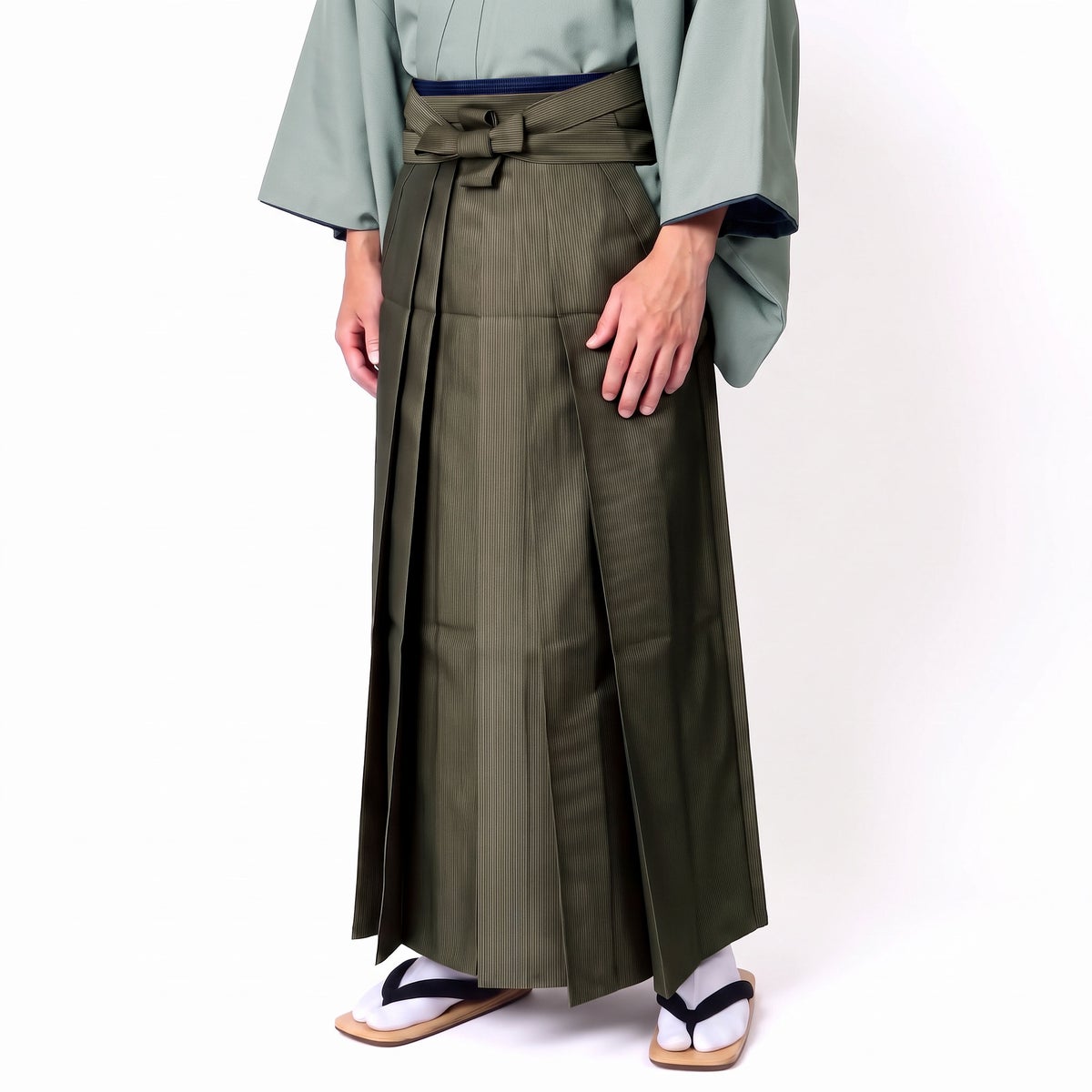 袴付き 茶道 着物 セット 洗える着物 ちりめん グレー