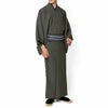男着物 着流しセット 洗える ちりめん 単衣 濃グレー